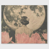 Papier Cadeau Élégance Lune - Vue arrière d'une femme avec Lune (Plat)
