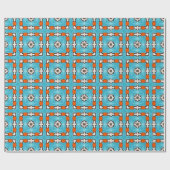Papier Cadeau Elégance moderne Bleu Orange Blanc Azulejos Carrel (Plat)