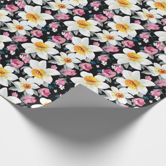 Papier Cadeau Elegance pattern with narcissus flowers (Coin)