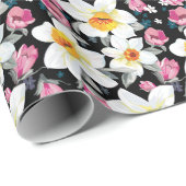 Papier Cadeau Elegance pattern with narcissus flowers (Coin rond)
