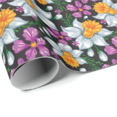 Papier Cadeau Elegance pattern with narcissus flowers 2 (Coin rond)