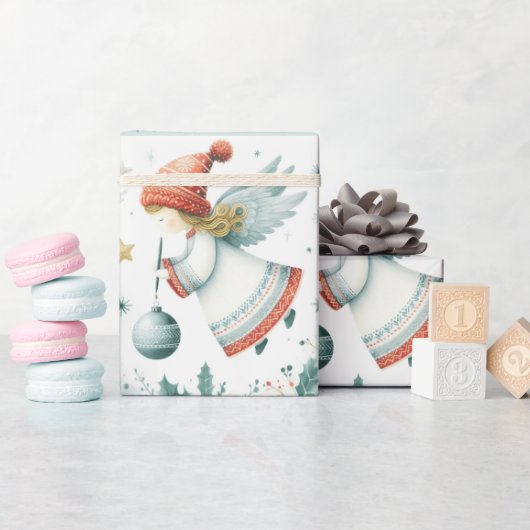 Papier Cadeau Élégance scandinave spirituelle ange de Noël (Baby Shower)