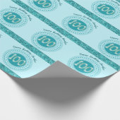 Papier Cadeau Elégant 100e anniversaire Turquoise Parties scinti (Coin)
