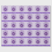 Papier Cadeau Elegant 20th Birthday Purple Glitter with Stripes (Plat)