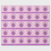 Papier Cadeau Elegant 21st Birthday Pink Glitter with Stripes (Plat)
