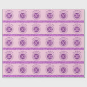 Papier Cadeau Elegant 30th Birthday Pink Glitter with Stripes (Plat)