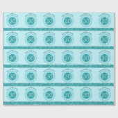 Papier Cadeau Elegant 30th Birthday Teal Blue Glitter & Stripes (Plat)