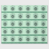 Papier Cadeau Elegant 50th Birthday Green Glitter with Stripes (Plat)