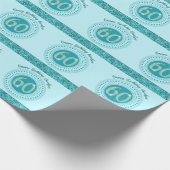 Papier Cadeau Élégant 60e anniversaire Turquoise Parties scintil (Coin)