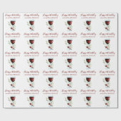 Papier Cadeau Élégant 60e Anniversaire Vin rouge (Plat)
