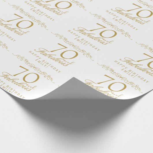 Papier Cadeau Elégant 70 et fabuleux ornement 70e anniversaire (Coin)