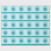 Papier Cadeau Elégant 70e anniversaire Turquoise Parties scintil (Plat)