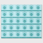 Papier Cadeau Elégant 90e anniversaire Turquoise Parties scintil (Plat)