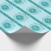 Papier Cadeau Elégant 90e anniversaire Turquoise Parties scintil (Coin)