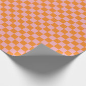 Papier Cadeau Élégant à damiers rose orange (Coin)