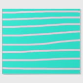Papier Cadeau élégant à la menthe et rayures roses (Plat)