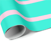 Papier Cadeau élégant à la menthe et rayures roses (Coin rond)