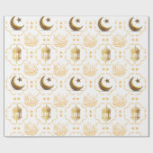 Papier Cadeau Elegant Aïd Moubarak Arabe Calligraphie or blanc (Plat)