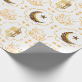 Papier Cadeau Elegant Aïd Moubarak Arabe Calligraphie or blanc (Coin)