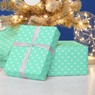 Papier Cadeau Elégant aqua blanc motif cadeau moderne