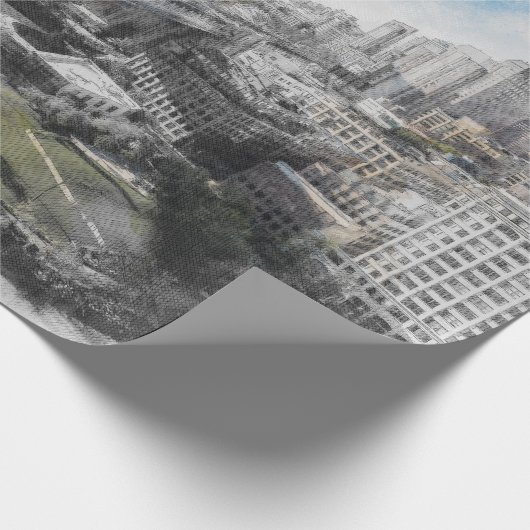 Papier Cadeau Elégant aquarelle Brooklyn Bridge papier d'envelop (Coin)