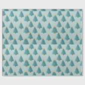 Papier Cadeau Elégant Aquarelle moderne Motif de Noël Arbres (Plat)