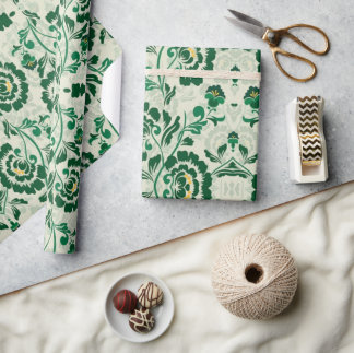 Papier Cadeau Elégant arabe floral géométrique vert marocain