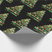 Papier Cadeau Élégant arbre à ruban vert et or Noël (Coin)