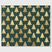 Papier Cadeau Élégant arbre de Noël Faux Vert et Or (Plat)