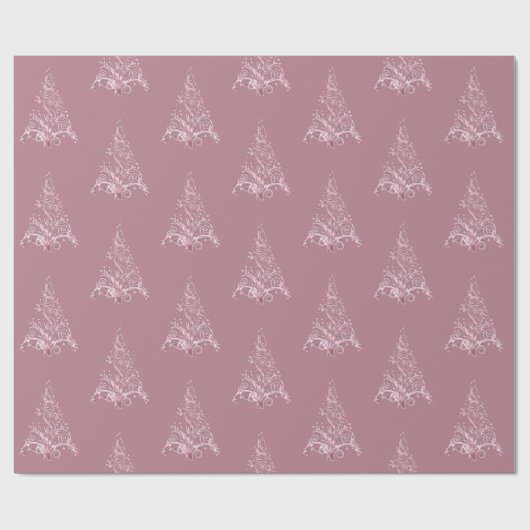 Papier Cadeau Élégant arbre de Noël moderne Motif rose (Plat)