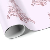 Papier Cadeau Élégant arbre de Noël moderne Motif rose clair (Coin rond)