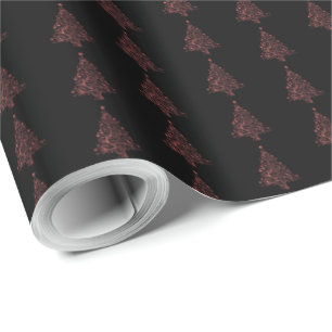 Papier Cadeau Élégant arbre de Noël Motif rayé noir rouge
