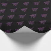 Papier Cadeau Élégant arbre de Noël Motif rayé rose noir (Coin)