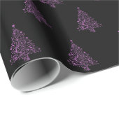 Papier Cadeau Élégant arbre de Noël Motif rayé rose noir (Coin rond)