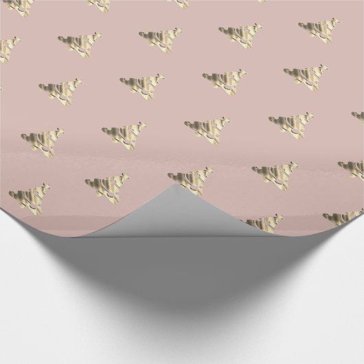 Papier Cadeau Élégant arbre de Noël Motif Rose Rose Rose (Coin)