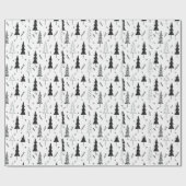 Papier Cadeau Élégant arbre de Noël noir et blanc moderne (Plat)