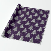 Papier Cadeau Élégant arbre de Noël Parties scintillant violet e (Déroulé)