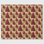 Papier Cadeau Élégant arbre de Noël rouge Joyeux or Noël Patter (Plat)