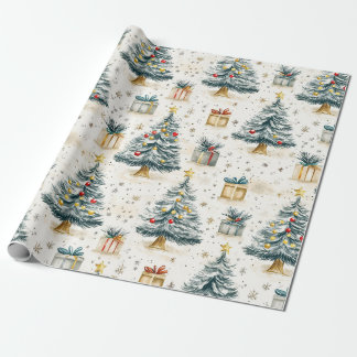Papier Cadeau Élégant arbre de Noël Vintage