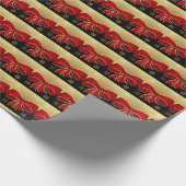 Papier Cadeau Elégant arc rouge or Noël (Coin)