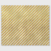 Papier Cadeau Élégant argent rayures d'or Noël vacances (Plat)