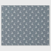 Papier Cadeau Élégant Argent Reindeer Bleu Noël (Plat)