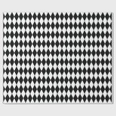 Papier Cadeau Elégant Arlequin Blanc Noir Rhombus géométriques (Plat)