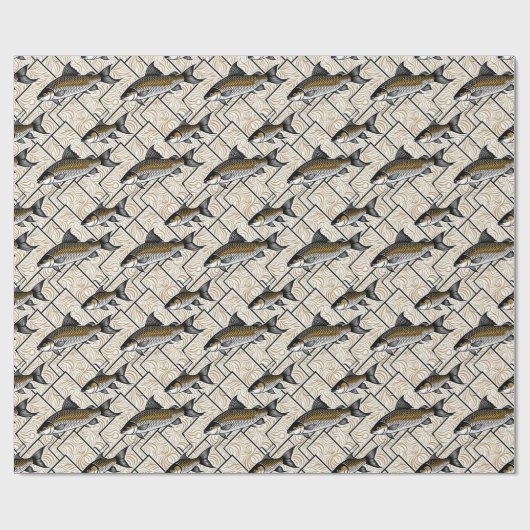 Papier Cadeau Élégant Art Déco Carpe Commune (Plat)