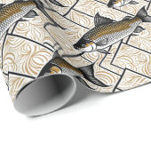 Papier Cadeau Élégant Art Déco Carpe Commune (Coin rond)