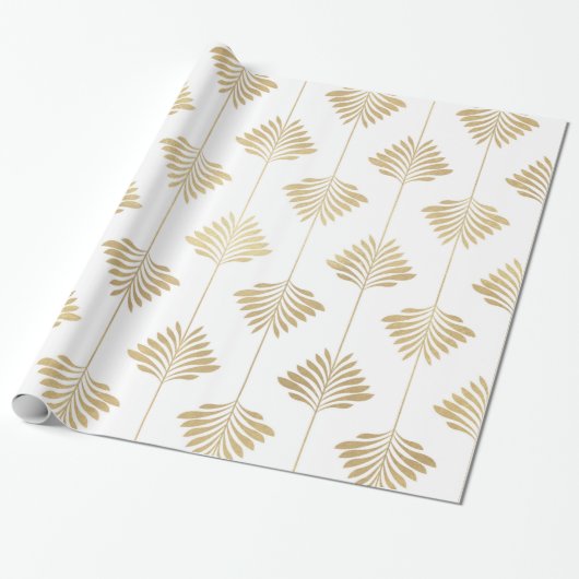 Papier Cadeau Elégant Art Déco Motif de feuilles stylisées (Déroulé)