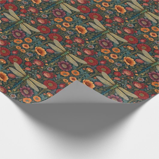 Papier Cadeau Elegant art nouveau Autumn floral Dragonfly (Coin)