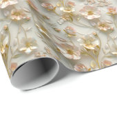 Papier cadeau élégant avec motif floral embossé 3D (Coin rond)