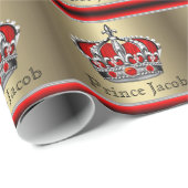Papier Cadeau Élégant Baby shower Royal Red Prince (Coin rond)