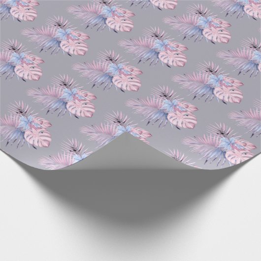 Papier Cadeau Élégant baby shower tropical pastel rose (Coin)